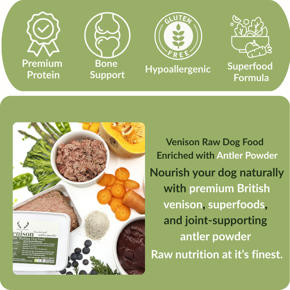 15 x Venison Raw Dog Food Enriched with Antler Powder