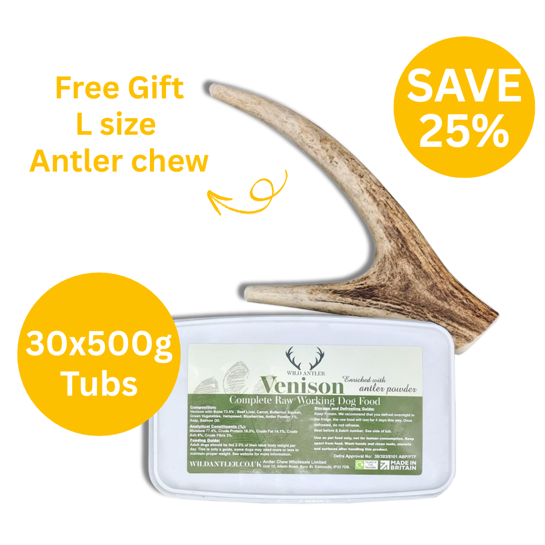 30 x Venison Raw Dog Food Enriched with Antler Powder